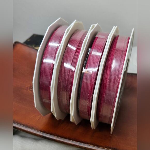 NWT 4 Spools of #996 Williamsburg Rose Grosgrain Ribbon 3/8"x20yd each - Picture 2 of 4